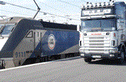 Eurotunnel train and truck