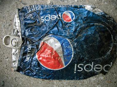 Pepsi can crushed
