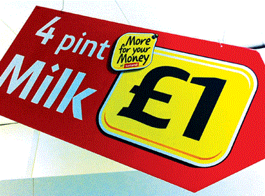 Iceland 4 pint milk sign