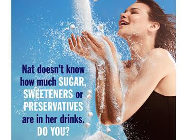 Nuva flavoured water highlights sugar-free status in poster push