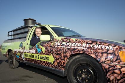 Steve Murrells in coffee car